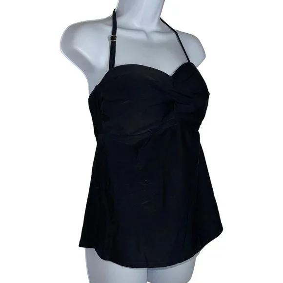 NWT Catalina Black Adjustable Strap Halter Tankini Swim Top Womens Large - Picture 4 of 9